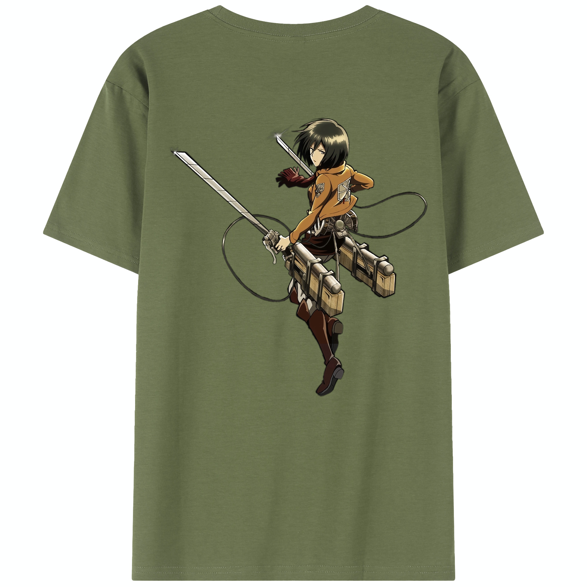 （画像用） 進撃の巨人 ミカサ·アッカーマン Attack on Titan Mikasa Ackerman 綿100％半袖Tシャツ（背面プリント）